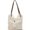 Faticenic Borsa tote lavorata a maglia Borsa tote lavorata a maglia beige, 2026 Nuova da spiaggia all'uncinetto, tracolla intrecciata in cotone di capacità con nappa per le vacanze estive