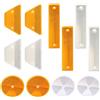 Rieoany Set Catarifrangente da 12 Pezzi con 3 Forme: Rettangolare, Trapezoidale, Rotondo, Catarifrangente Moto, in Giallo e Bianco, Materiale Acrilico Spesso, Alta Riflessione, Fori Preforati