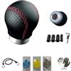 farbrothersonline POMELLO LEVA CAMBIO AUTO PELLE E GHIERA IN ALLUMINIO+ADATTATORI ATTACCO UNIVERSALE PER LEVE STANDARD E A SIRINGA,CUCITURA ROSSA COMPATIBILE CON ALFA ROMEO MiTo 0.9 Turbo TwinAir