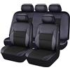 TYUIGHF 9 Pezzi Coprisedili Auto, per Fiat Panda (141 169 319 1980-2025 2026) Coprisedile Coprisedili Auto,Coprisedile in Pelle PU Set, Accessori Interni per Auto,A/Black