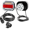 ETUKER 12V 24V Fanali Fari Posteriori Rimorchio Con Calamita,Kit Luci Rimorchio Led 7 Poli Con Cavo 2.5/7.5m,Fanali Posteriore Rimorchio Magnetici Universale