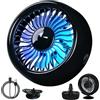 KUWUNG Ventilatore per auto, ventilatore USB da 5 V, silenzioso, portatile, 3 velocità, rotazione a 360°, con luce RGB, ventola per auto con base rimovibile, per auto, casa, ufficio, campeggio
