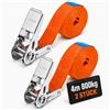 INTAKO Cinghie a Cricchetto 800kg 25mm - 4m / 6m - Verde (Ergolash) o Arancione - Confezione da 2 o 10 Pezzi (Arancione, 4m (2 Pezzi))