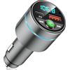 Mohard Trasmettitore FM Bluetooth 5.3 Auto, Ricarica Rapida PD 30W & QC3.0 18W Adattatore Bluetooth Accendisigari Interamente Metallo, Amplificatori Segnale Cellulari Chiamate Vivavoce & Musica Hi-Fi