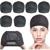 Generic 6 PEZZI Wig Caps Cappellino in maglia nera per realizzare parrucche pettinature estensibili con fascia elastica larga 6 pezzi/lotto