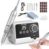 GJCrafts Fresa per Unghie Professionale 35000 RPM, Potente Aspiratore da 65 W, Fresa Per Unghie Con 6 Testine Di Levigatura, Display LCD Ricaricabile Batteria Design, Limetta portatile per gel acrilico