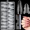 Becellen 180 Pezzi Sandwich Dual Forms Kit, 15 Misure Gel Nail Form Nails Extension Forms con 1 Pennello Polygel a Doppia Estremità e Lima per Manicure Salone DIY(Mandorla)