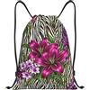 Generic Borsa Sportivasacca da Palestra per All'Aperto Campeggio Nuoto 36X42Cm Pieghevole Regolabile Borsa Palestra Leopard Flower Design Pattern