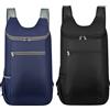 AUXSOUL 2 zaini ultraleggeri pieghevoli, impermeabili, per campeggio, escursionismo, viaggi, sport, 26 x 14 x 40 cm, blu scuro e nero
