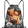 Generic Borsa Palestrasacca con Cordoncino per Uomo Donna Yoga 36X42Cm Unisex Pieghevole Tasche con Coulisse Calf with Bow Pattern