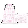 TOUKBEAU 2 borse da nuoto, con coulisse e fiocco rosa, sacca leggera impermeabile per ragazze e donne, perfetta per piscina, spiaggia, viaggi, palestra, fitness, arrampicata, escursionismo, picnic