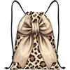 Generic Tasche con Coulissezaino con Cordone per Uomo Spiaggia Vita Quotidiana 36X42Cm Moda Pieghevole Borsa Palestra Leopard Bow Elegance Pattern