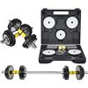 MNUvxzaewf Set di manubri, set pesi 2 in 1, in acciaio puro, attrezzatura fitness for uomo, coppia bilancieri staccabili, multifunzione(15kg (7.5kg*2))