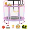 Blinworld Trampolino per bambini con rete da 140 cm, mini trampolino per bambini, portata massima di 100 kg, per interni ed esterni, con barra da ginnastica, sacco da boxe e giocattoli