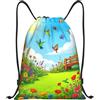 Generic Tasche con Coulissesacca Sportiva per Vacanze Uomo All'Aperto 36X42Cm Pieghevole Regolabile Borsa Sportiva Birds Garden Paradise Pattern