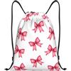Generic Borsa Sportivasacca Sportiva per Shopping Nuoto All'Aperto 36X42Cm Regolabile Unisex Borsa Palestra Pink Ribbon Bow Pattern
