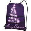 YYHHAOFA Zaino con stampa di alberi di Natale viola con coulisse e cerniera, leggero, impermeabile, con tasca, per viaggi, sport, yoga