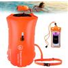 FEMONGY 20L Boa nuoto acque libere, Boa nuoto con borsa impermeabile, Boe gonfiabili adatte per acque libere e triathlon, Custodia impermeabile per telefono inclusa, Arancione