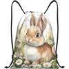 Generic Borsa Sportivasacca Sportiva per Uomo Nuoto Spiaggia 36X42Cm Moda Pieghevole Borsa con Cordoncino Easter Bunny