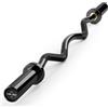 PhysKcal EZ Curl Bar, barra per sollevamento pesi Super EZ da 119 cm, per dischi standard da 5,1 cm, eccellente per guadagnare bicipiti e tricipiti, nero