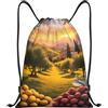 Generic Borsa con Cordoncinozaini Sportivi per Spiaggia Uomo Escursionismo 36X42Cm Moda Unisex Borsa con Coulisse Wine Harvest Sunset View Pattern