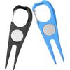 AUTSUPPL 2pezzi Forcelle Divot Golf Inossidabile Strumento Resistente per Riparazione Zolle Golf Accessori Portatili per Gioco sul Nero e Blu