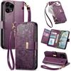 Jiajihua Cover Compatibile con Nothing Phone (3a) Lite 【Portafoglio con cerniera】【Portacarte doppio】【Flip Stand】【Fibbia magnetica】 Custodia per telefono Lanyard Purple