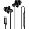 Hearprotek Auricolari per il sonno, auricolari USB C con microfono, auricolari in silicone con isolamento acustico di tipo C per telefoni Android, perfetti per dormire, russare, viaggiare, rilassars