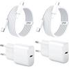 TYW [Certificato MFi] 2 Pack 20 W USB C Caricabatterie rapido per iPhone 17 16 15 e 2M Tipo C Cavo di ricarica AC da parete Adattatore di alimentazione per Apple iPhone 17/17Air/17Pro Max/16/16Pro