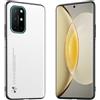 Longstong Custodia Adatta per OnePlus 8T / OnePlus 9R (6.55), Cover in pelle metallica serie CODE - Bianco