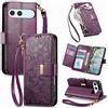 Jiajihua Cover Compatibile con Sony Xperia 10 VII 【Portafoglio con cerniera】【Portacarte doppio】【Flip Stand】【Fibbia magnetica】 Custodia per telefono Lanyard Purple