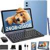 TABWEE Android 16 Tablet con Tastiera - 24 GB RAM+ 256 GB ROM(2 TB TF), Octa-Core, Gemini AI, Widevine L1, Tablet 10 Pollici, 5000 mAh, 8 MP+5 MP, Face ID, 3.5 mm Jack Port -Blu (4 Anni Garanzia)