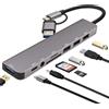 Leehitech Hub USB C, USB C + USB3.0 a RJ45 multi adattatore con 2 USB 3.0 + 2 USB 2.0 + lettore di schede SD/TF + AUX da 3,5 mm + tipo C femmina: per M1/M2 MacBook, iPad Pro, MacBook Pro Chromebook,