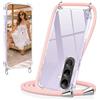 Pnakqil Cover per Samsung Galaxy A37 con Cordino, Trasparente Custodia con Laccio Tracolla Cellulare Girocollo Collana Protettiva per Samsung Galaxy A37 6,7, Rosa