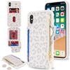 SailorTech per iPhone X Custodia per telefono con porta carte di credito per uomo, iPhone XS Custodia con slot per carte di credito Portafoglio Zipper per donna-Leopardo Bianco
