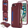 SailorTech per iPhone 7 Plus Custodia per telefono con porta carte di credito per uomo, iPhone 8 Plus Custodia con slot per carte di credito Portafoglio Zipper per donna-Borgogna