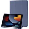 Palkitsee Custodia Cover Compatibile con iPad 9 8 7 Generazione (10.2 Pollici, 2021/2020/2019), Supporta la Carica di Pencil 2nd Gen, Auto Sveglia/Sonno (Blu Grigio)