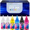Goadper DTF Inchiostro per DTF Film Trasferimento Inchiostro compatibile per Epson ET-8550, ET-8500, ET-2850, XP-15000, XP600, DX7, DX5, R2400, R1390, L1800, L800, 1430, I3200 (6X 100 ml. 2WH/C/M/Y/K)
