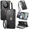 Jiajihua Cover Compatibile con Honor X70 / X9D / Magic8 Lite 【Portafoglio con cerniera】【Portacarte doppio】【Flip Stand】【Fibbia magnetica】 Custodia per telefono Lanyard Black