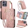 Jiajihua Cover Compatibile con Huawei Enjoy 90 / Enjoy 90 Plus 5G 【Portafoglio con cerniera】【Portacarte doppio】【Flip Stand】【Fibbia magnetica】 Custodia per telefono Lanyard Pink
