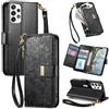 Jiajihua Cover Compatibile con Samsung Galaxy A23 4G / F23 5G / M23 5G / M13 4G / A23 5G 【Portafoglio con cerniera】【Portacarte doppio】【Flip Stand】【Fibbia magnetica】Custodia per telefono Lanyard Black