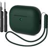 AOTUAO Custodia Compatibile con AirPods Pro 3 Case Cover, Case Protettiva Antiurto in Silicone per AirPods Pro 3a Generazione Custodia con Kit di Pulizia e Silicone Lanyar, Forest Green