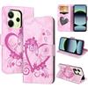 CASAFUNY Cover compatibile con Xiaomi Redmi Note 14 4G, Premium Pelle PU Portafoglio Custodia Magnetica Flip Wallet Case Protettiva Caso con Kickstand Carte Slot per Redmi Note 14 4G, Rosa