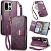 Jiajihua Cover Compatibile con OnePlus 15 【Portafoglio con cerniera】【Portacarte doppio】【Flip Stand】【Fibbia magnetica】 Custodia per telefono Lanyard Purple