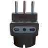 A2ZWORLD Adattatore da Viaggio a Tripla Presa 2 Bipasso 10A/16A + 1 Schuko 16A/Presa Italiana 10A con Spina Elettrica 16A 2P+T (1 Pezzo, Nero)