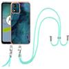 SNCLET Cover con Cordino per Motorola Moto E13 Custodia con Collana Staccabile Regolabile Antiurto TPU Edges PC Back Anti Scratch Custodia Marmo Protettiva Case per Motorola E13,Marmo Verde