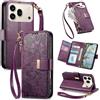 Jiajihua Cover Compatibile con Oppo F33 Pro / A6s Pro (China) PMT110 【Portafoglio con cerniera】【Portacarte doppio】【Flip Stand】【Fibbia magnetica】 Custodia per telefono Lanyard Purple