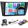 NHOPEEW Autoradio 8 Core 6+128G Android per BMW Serie 3 E90/E91/E92/E93 2005-2013 con Carplay wireless e Android Auto DSP Wifi GPS Comandi al volante Vista panoramica a 360