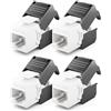 deleyCON Modulo Keystone Jack CAT6A (Set da 4 Pezzi) - Presa RJ45 a LSA, 10 Gbit/s, 500 MHz, T568A/T568B, AWG 22-26 UTP - Plastica - per Patch Panel, Presa di Rete