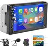 LSLYA Autoradio Bluetooth 2 DIN con Carplay e Android Auto, 7 pollici con touchscreen 1080P Car Stereo supporta vivavoce/FM/Mirror Link/Wheel Control/porta USB/AUX/EQ/TF/WMA